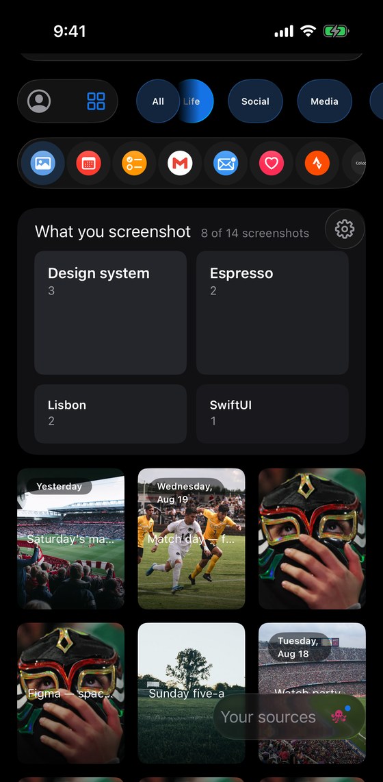 The Photos room — what you screenshot, mapped.